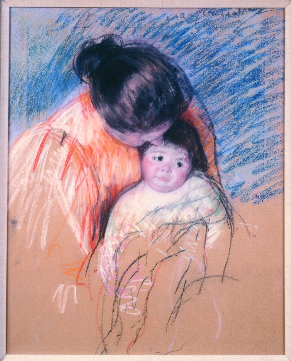 Mary Cassatt, (American, 1844 – 1926), Sketch of a Mother Looking Down at Thomas, ca. 1893, Pastel on brown paper, Overall: 27 x 22 1/2 inches (68.6 x 57.2 cm), Gift of Jacqueline and Matt Friedlander, 2005.277.