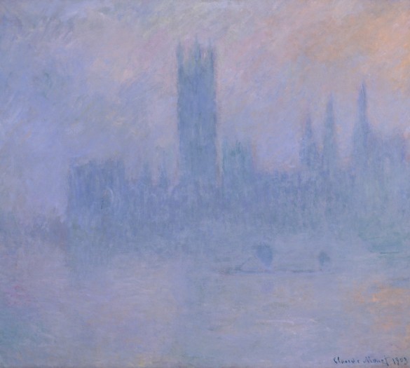 Claude Monet, (French, 1840–1926), Houses of Parliament in the Fog, 1903, Oil on canvas , 32 x 36 3/8 inches, Purchase with Great Painting Fund in honor of Sarah Belle Broadnax Hansell, 60.5.  