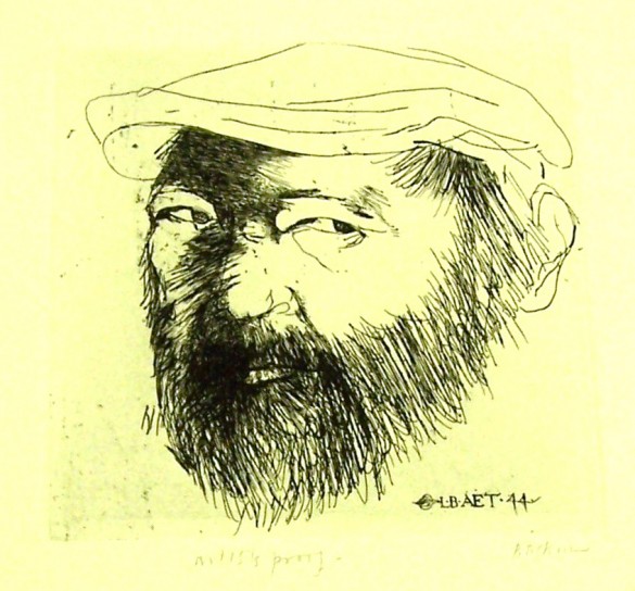 Leonard Baskin (American, 1922 – 2000), Self Portrait at Age 44, 1966, etching, image: 5 7/8 x 6 in., Gift of Mr. H. Shickman, Shickman Gallery, New York, AG.1968.3.1.