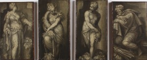 Giovanni Battista Zelotti, Allegories on Spring, Summer, Autumn, Winter, no date, grisaille on canvas, 19 1/2 x 37 x 2, Bequest of Ninah M. H. Cummer, C.0.151.1.