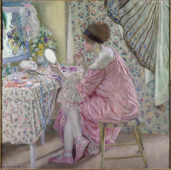Frederick Carl Frieseke (American, 1874 - 1939), Before Her Appearance, 1913, oil on canvas, 61 1/8 x 61 1/8 in., Purchased with funds from The Cummer Council, AP.1985.2.1.