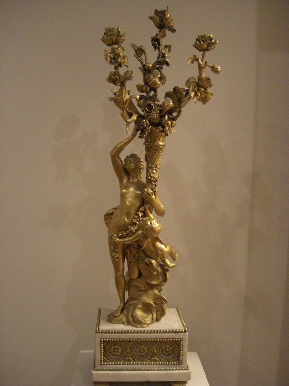 Artist unknown (Danish), after Etienne Maurice Falconet (1716 – 1791),Pair of Ormolu Candelabra, 18th Century, Ormolu and marble, 32 in., Gift of Mr. and Mrs. Edward Wood Lane, Jr., AG.1971.9.1 and AG.1971.9.2
