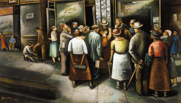 Abraham Harriton (1893 – 1986), 6th Avenue Unemployment Agency, 1937, Oil on canvas, Collection of John and Susan Horseman.