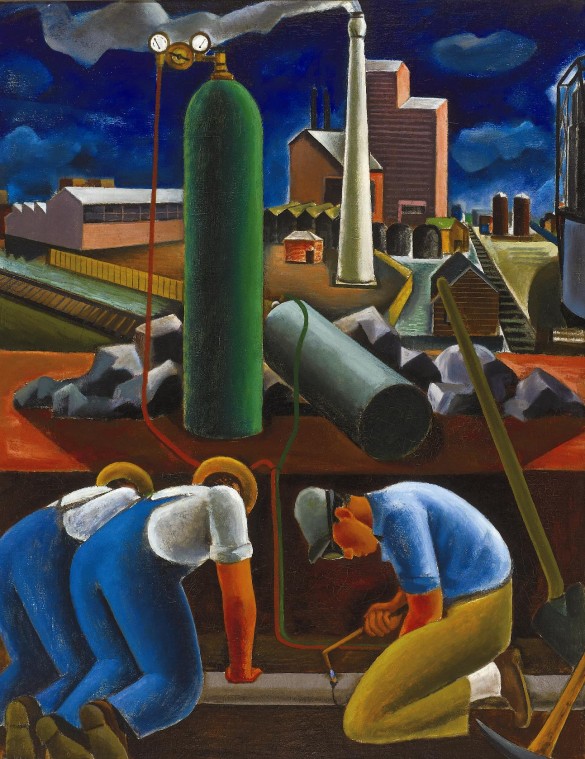 Robert Gilbert (1907 – 1988), Industrial Composition, 1932, Oil on canvas, Collection of John and Susan Horseman.