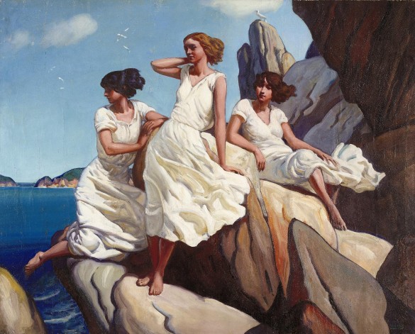 Frank Wilcox (1887 – 1964), On the Cliffs, 1930, Oil on canvas, Collection of John and Susan Horseman.