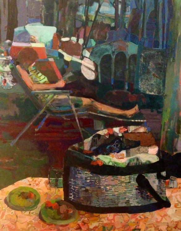 Christina Foard, The Stacked Wait, 2013, from the film still Picnic in the Trees, Oil on canvas