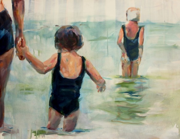 Rebecca Hoadley, Courage, 2013, from the film still Bathers, Oil on canvas.