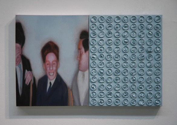 Rachel Levanger, My coming of age: boys, 2013, from the film still Boys 2, Acrylic and latex on canvas