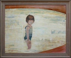 Shaun Thurston, Pastel Pool, 2013, from the film still Only Lonely When I’m Not Alone, Oil on panel